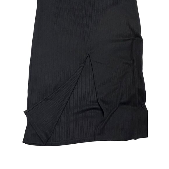 H&M Black Ribbed Maxi Dress Size Small Button Front Collared L/S Minimalist - Picture 16 of 16